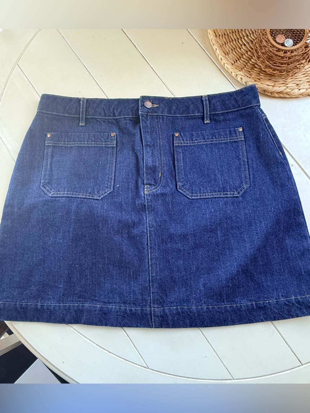 Boden Dark Blue Denim A-Line Mini Skirt